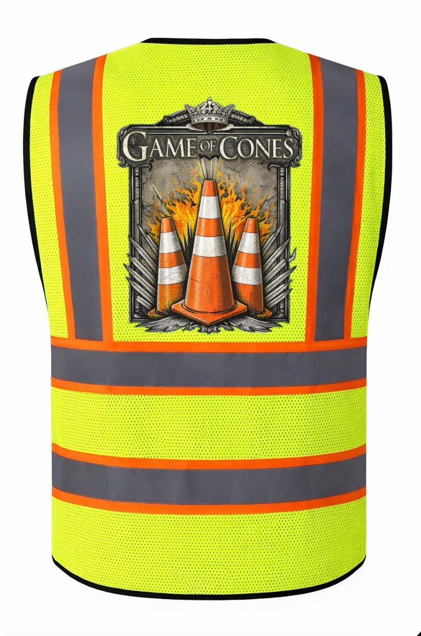 Game of Cones High Visibility Safety Vest – Funny Medieval Construction Cone Design